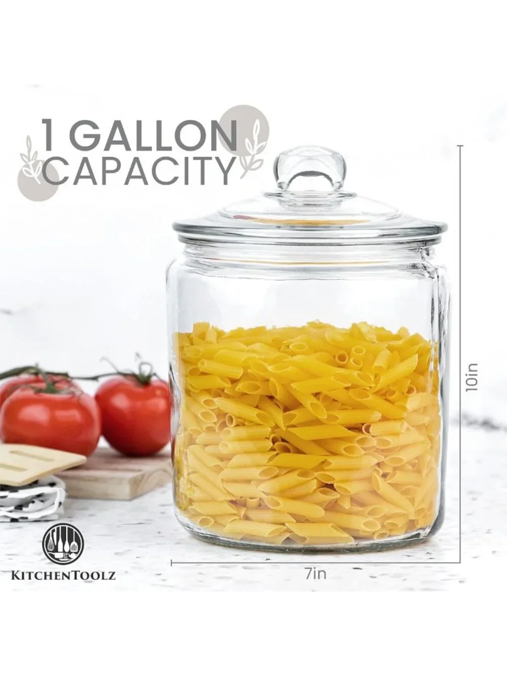 Airtight 1 Gallon Glass Cookie Jar with Lid - Large Clear Food Storage Container